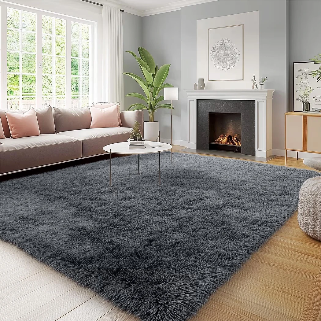 Grey Ultra-Soft fluffy Area Rug 5.9' x 4' (Rectangular) - photo 3
