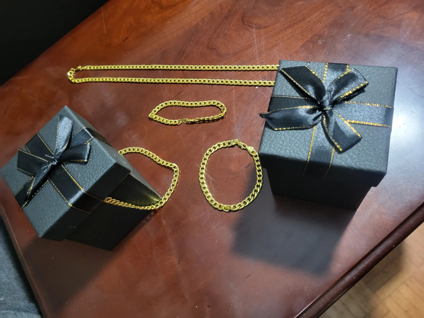 Gold Plated Chain & Bracelet Set with Boxes - photo 2