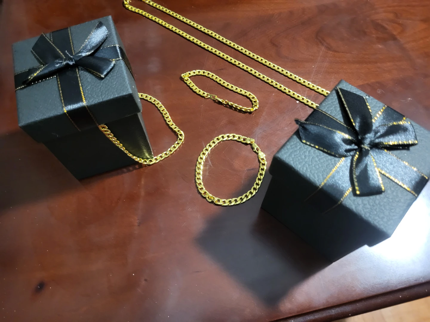 Gold Plated Chain & Bracelet Set with Boxes - photo 4
