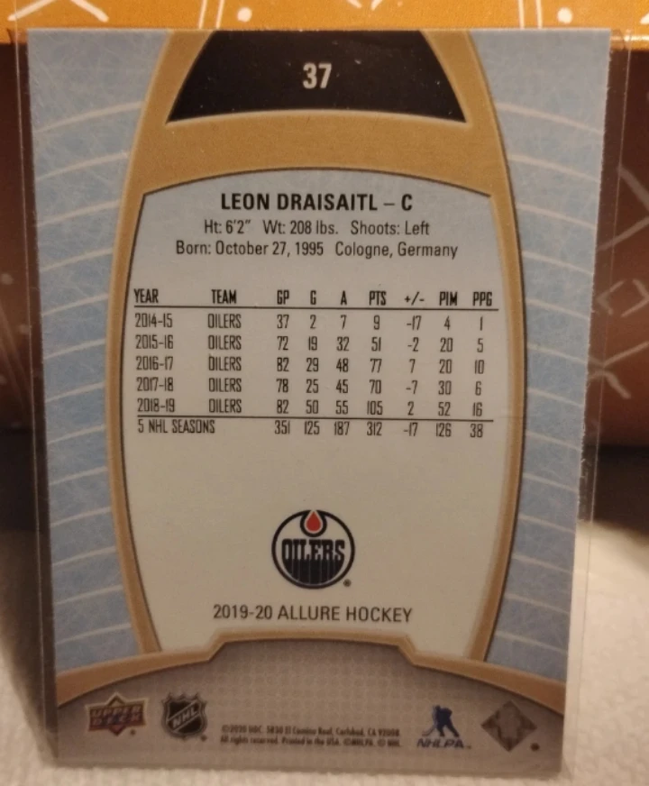 🥕 Leon Draisaitl Upper Deck Allure Hockey Card - photo 2