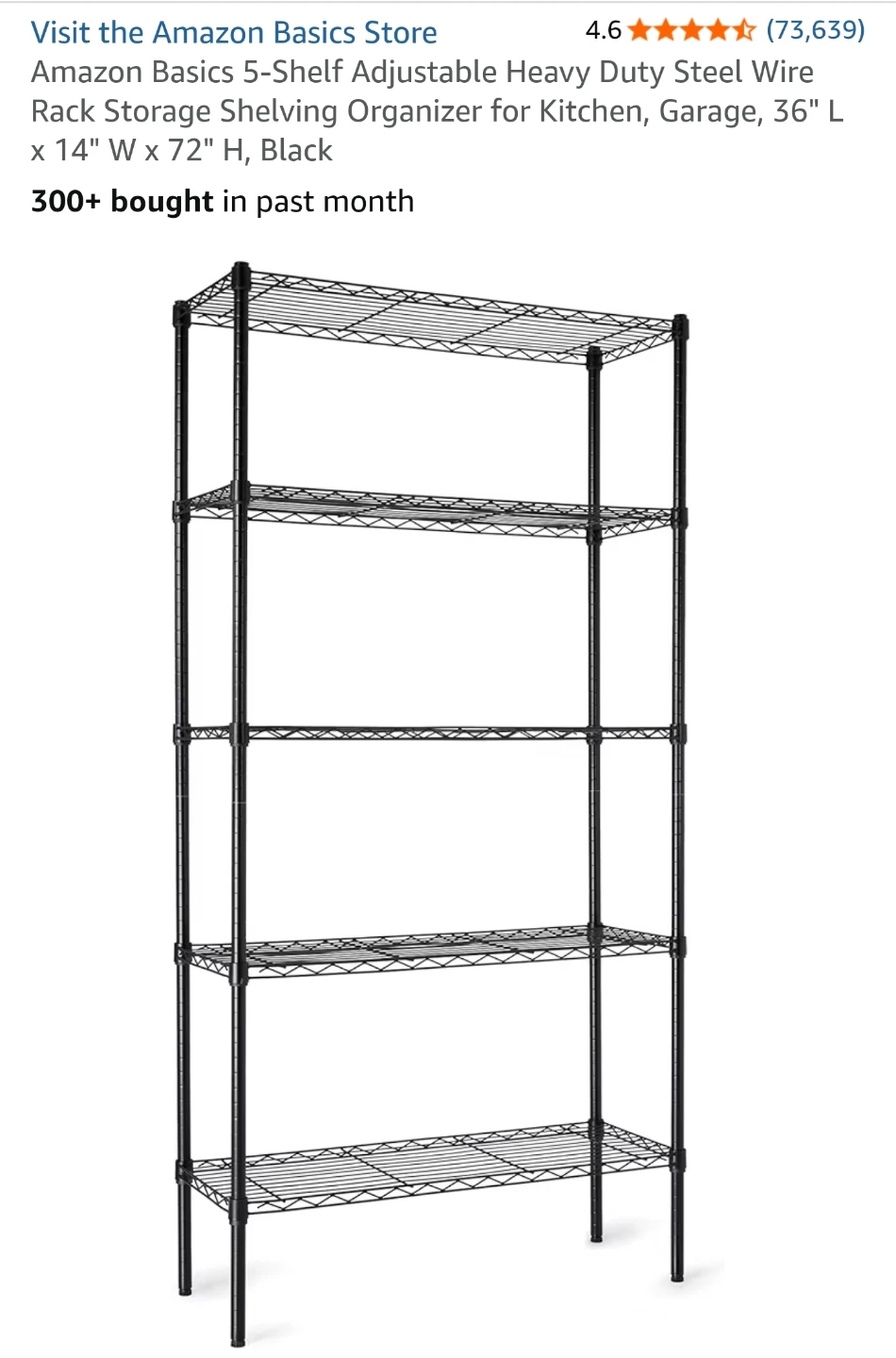 Amazon Basics 5-Shelf Adjustable Storage Shelving - photo 2