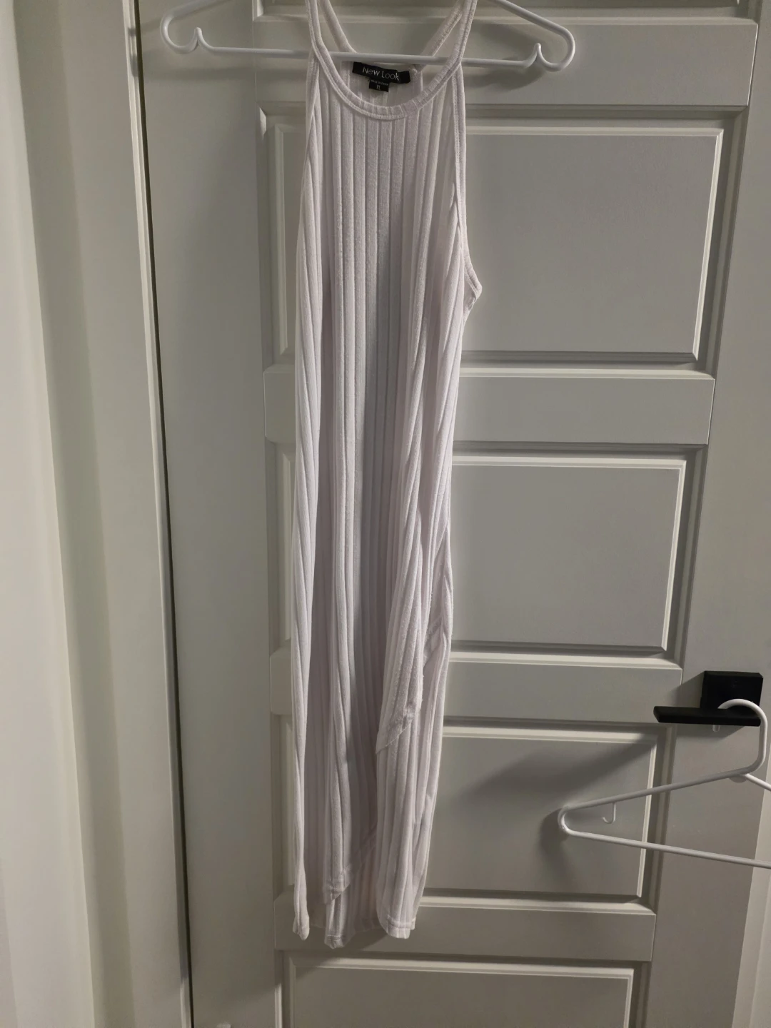 New Look White Ribbed Maxi Dress - Size XL
