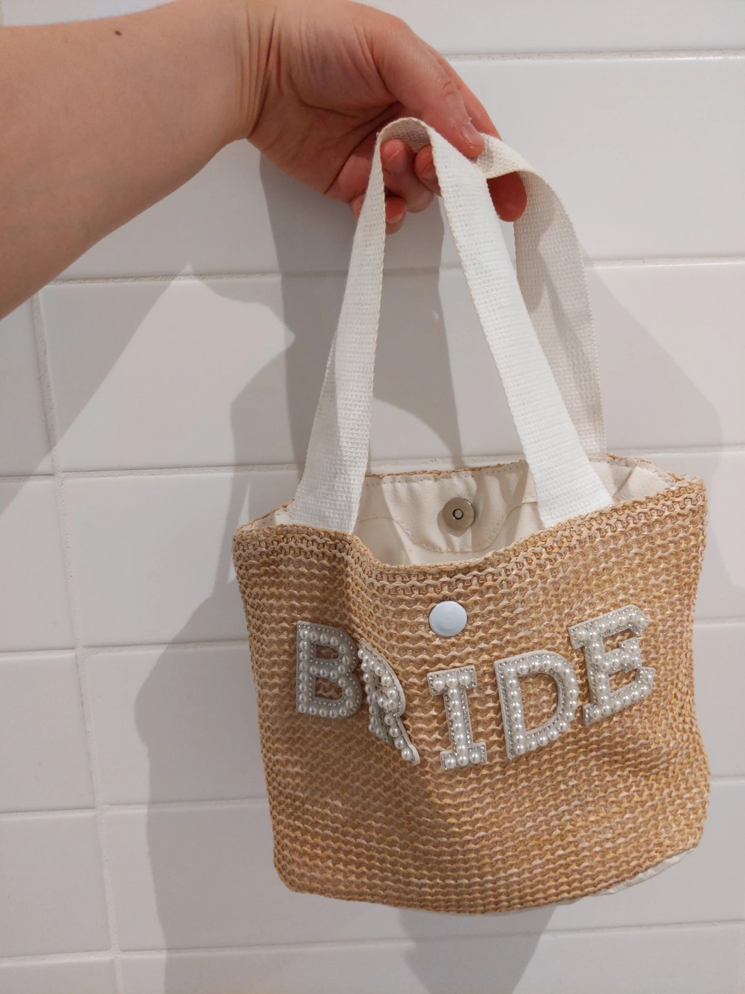 Custom Pearls Beach Bag, Custom Straw Bag, Beach Small Bag