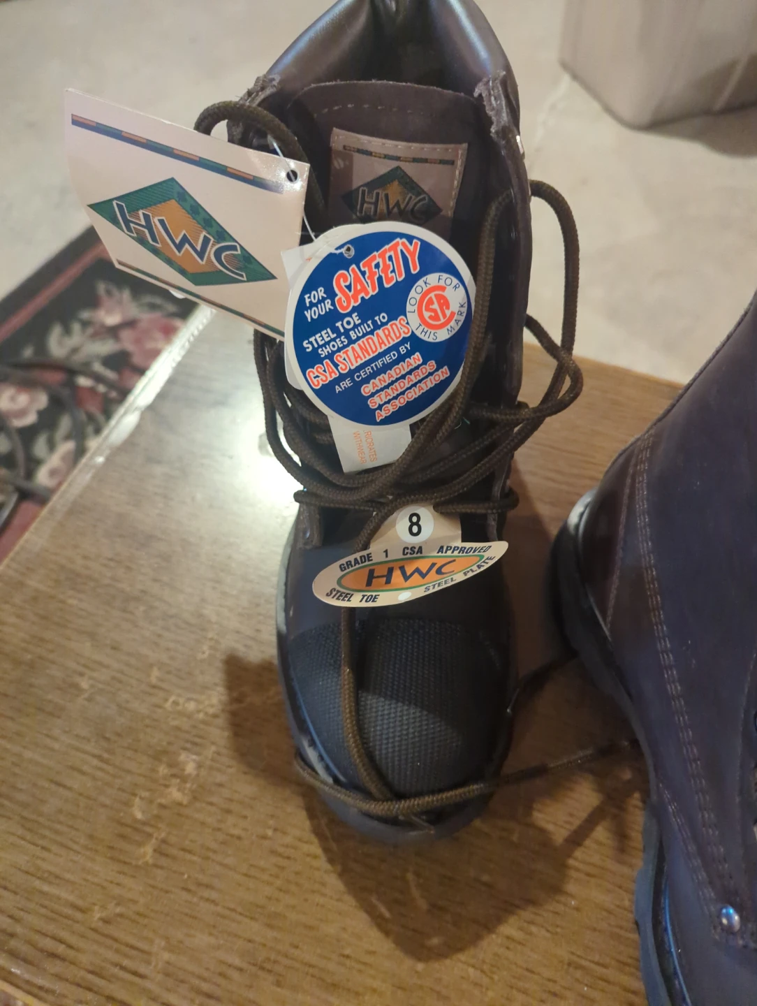HWC Steel Toe Work Boots - Size 8 - photo 5