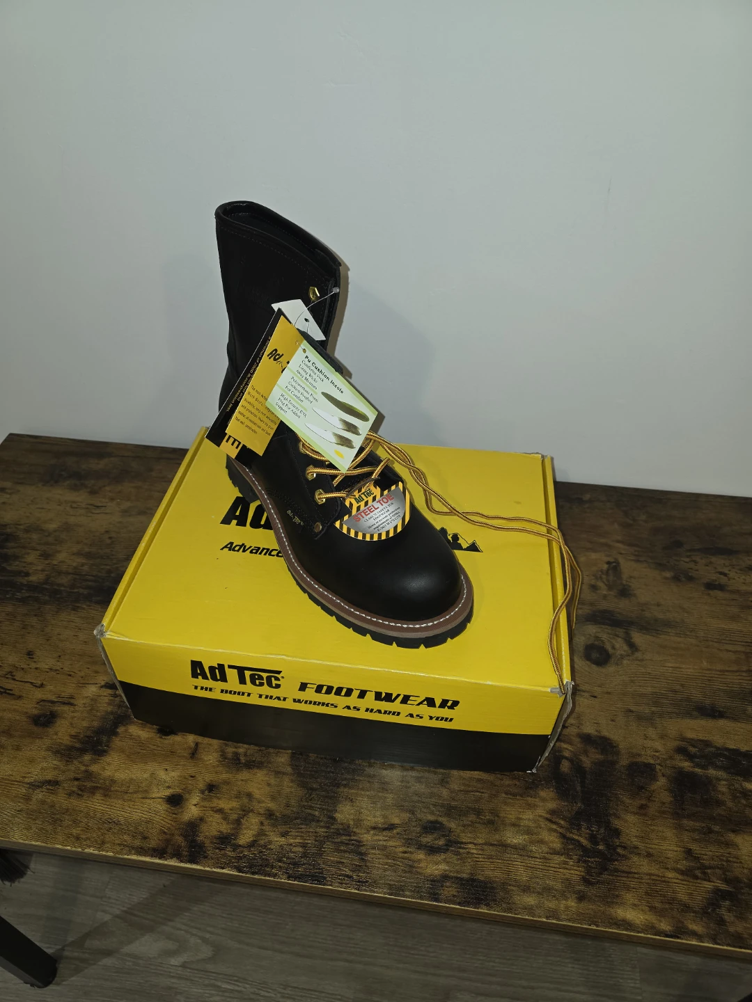 AdTec Black Leather Steel Toe Work Boots