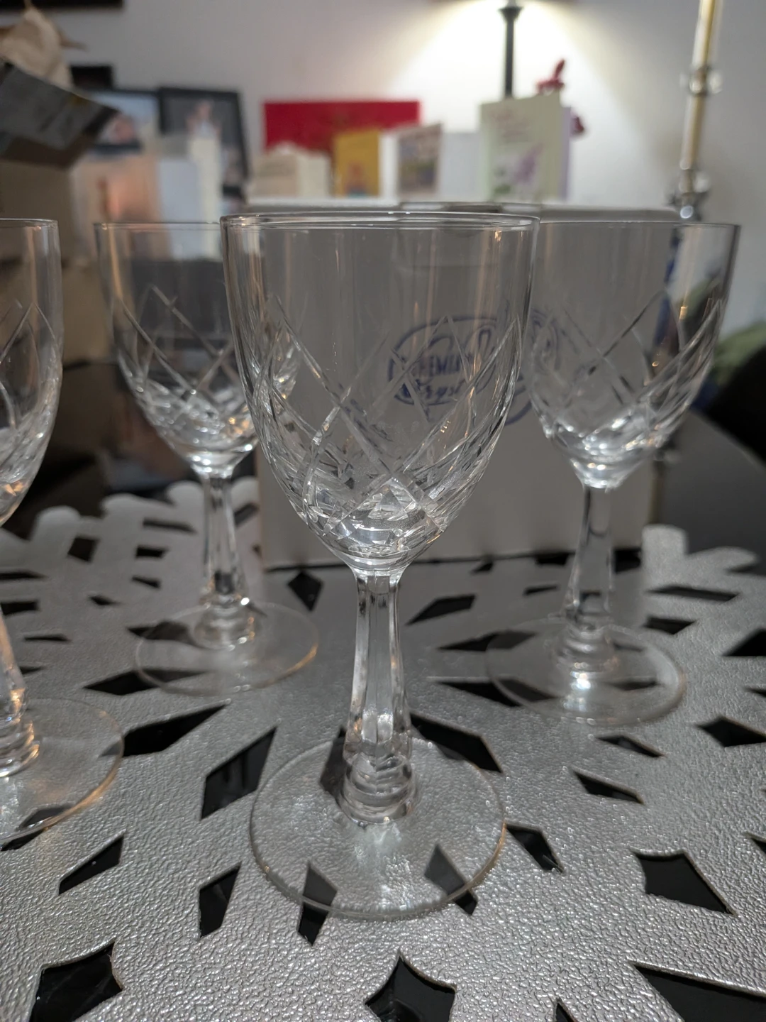 Set of 4 Bohemia Crystal Wine Glasses