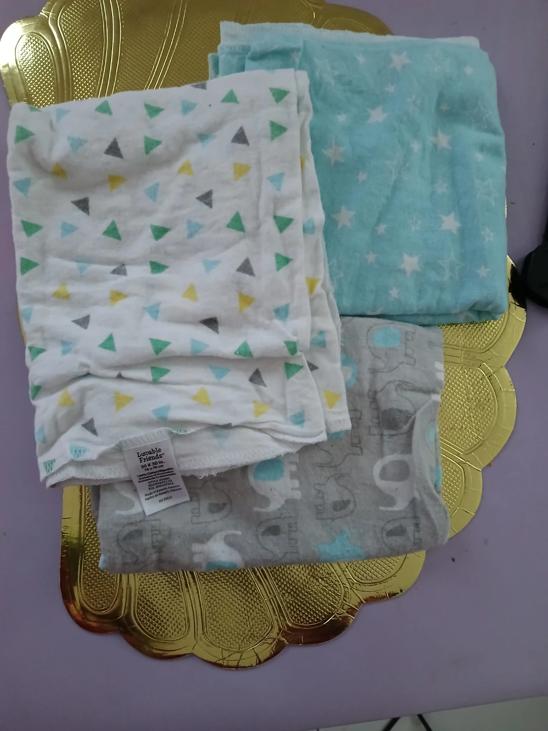 Luvable Friends Muslin Burp Cloths - Set of 3 - photo 3