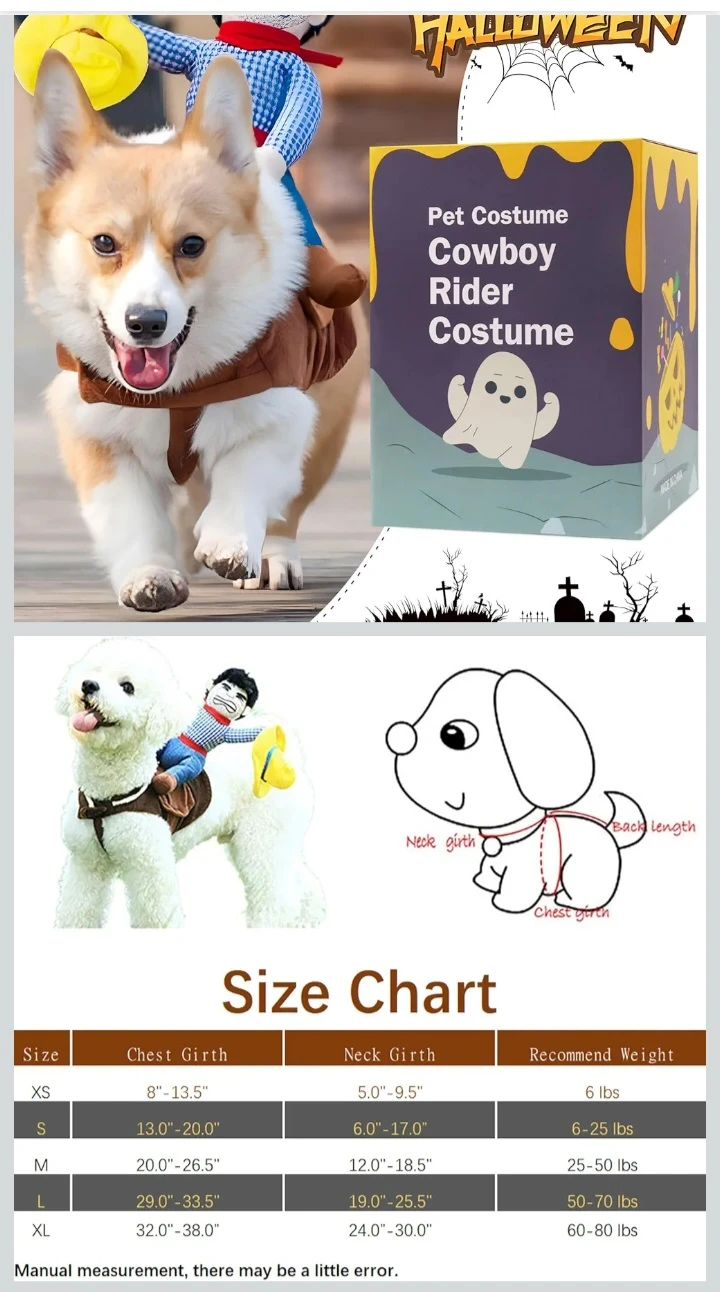 🥕  NEW!   NACOCO Cowboy Rider Dog Costume - Size M - photo 4