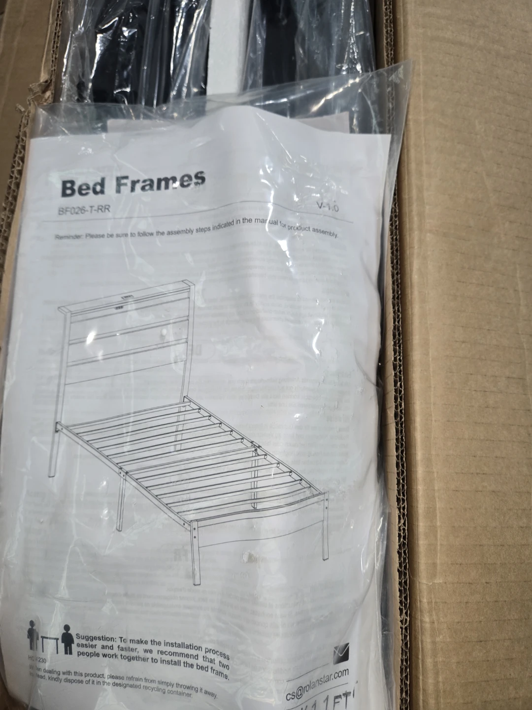 Rolanstar Twin Bed Frame w/ USB Charging, Black - photo 4