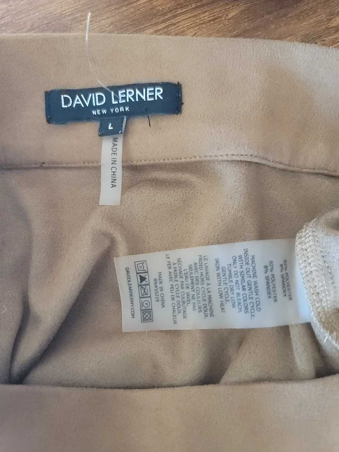 David Lerner Tan A-Line Skirt NWOT Faux suede Paneled Sz LRG - photo 2