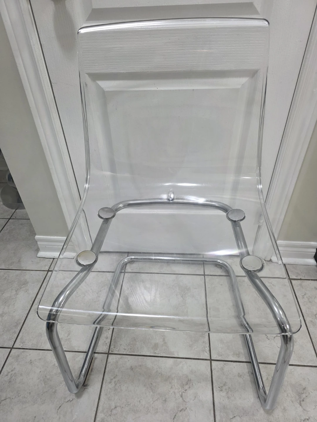 Clear Acrylic Dining Chair with Chrome Legs
