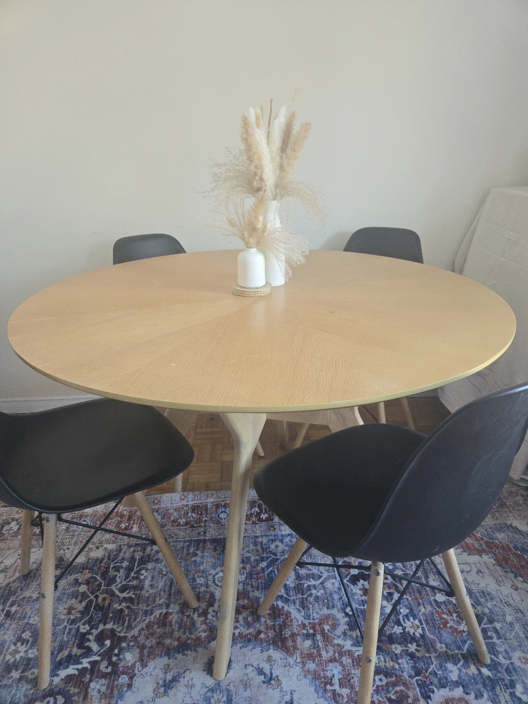 Round Dining Table - Natural Wood Finish