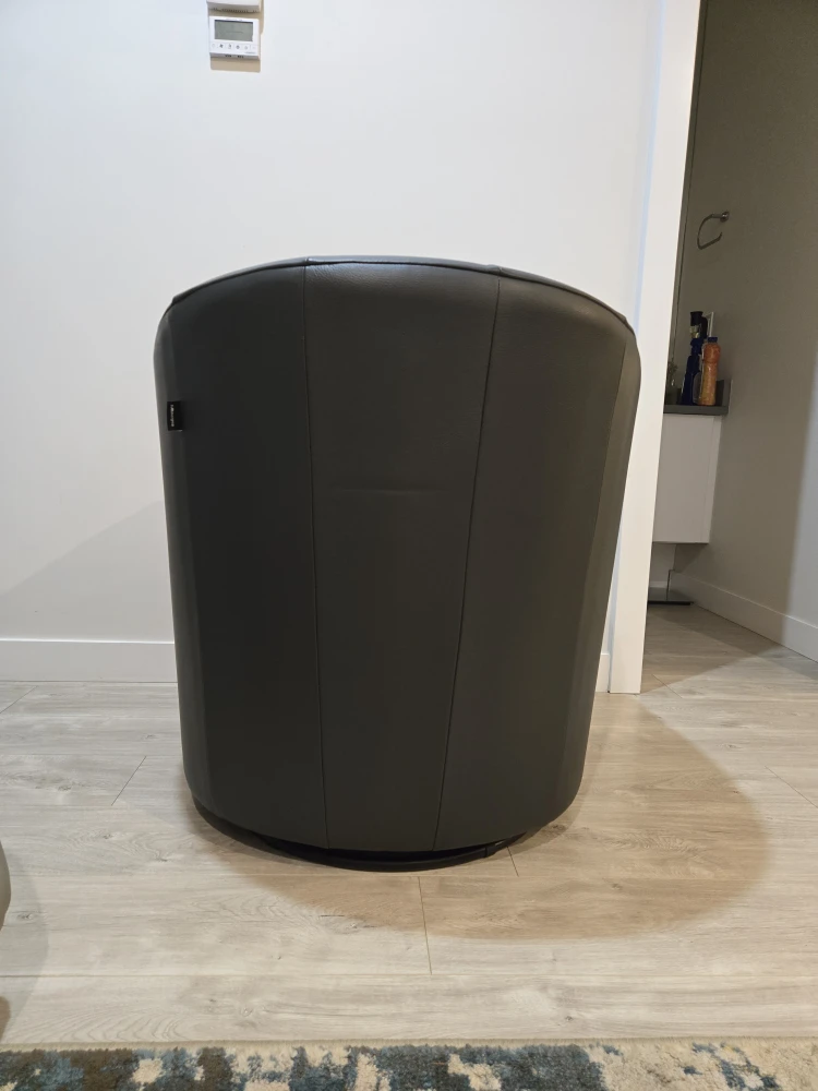 Natuzzi Group Leather Barrel Chair - Grey - photo 2