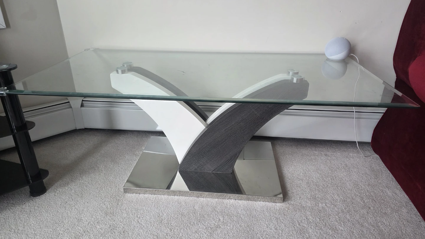 Glass Coffee Table with Modern Base