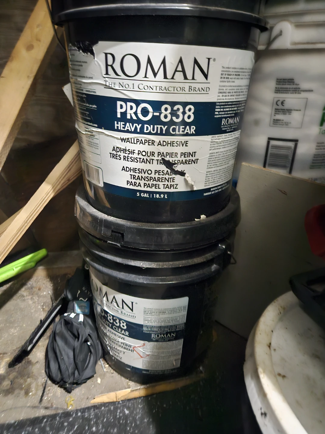 Roman PRO-838 Heavy Duty Clear Wallpaper Adhesive - 5 Gal