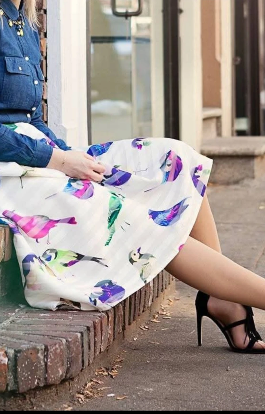Chicwish Bird Print Skirt - Size S