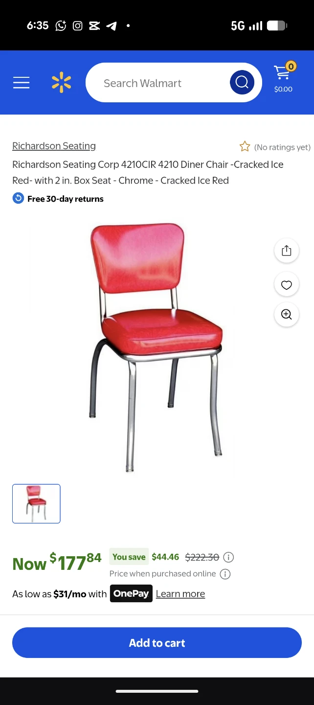 Vintage chai Seating Diner Chair - Cracked Ice Red - photo 2