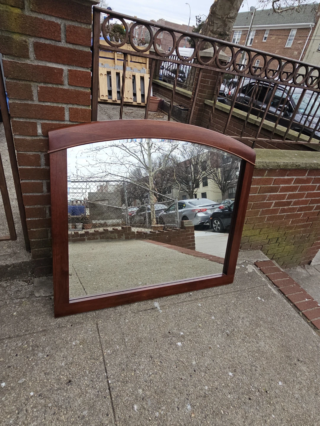 Wooden Framed Beveled Arch Mirror - 45" x 40"