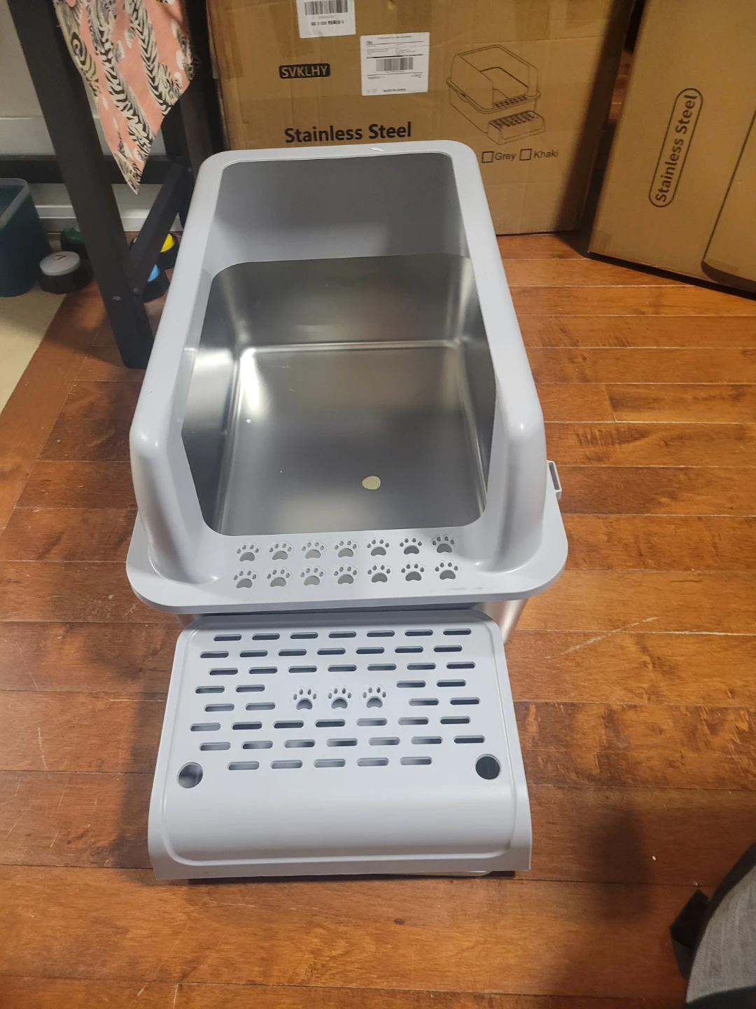 Stainless Steel Cat Litter Box - Grey