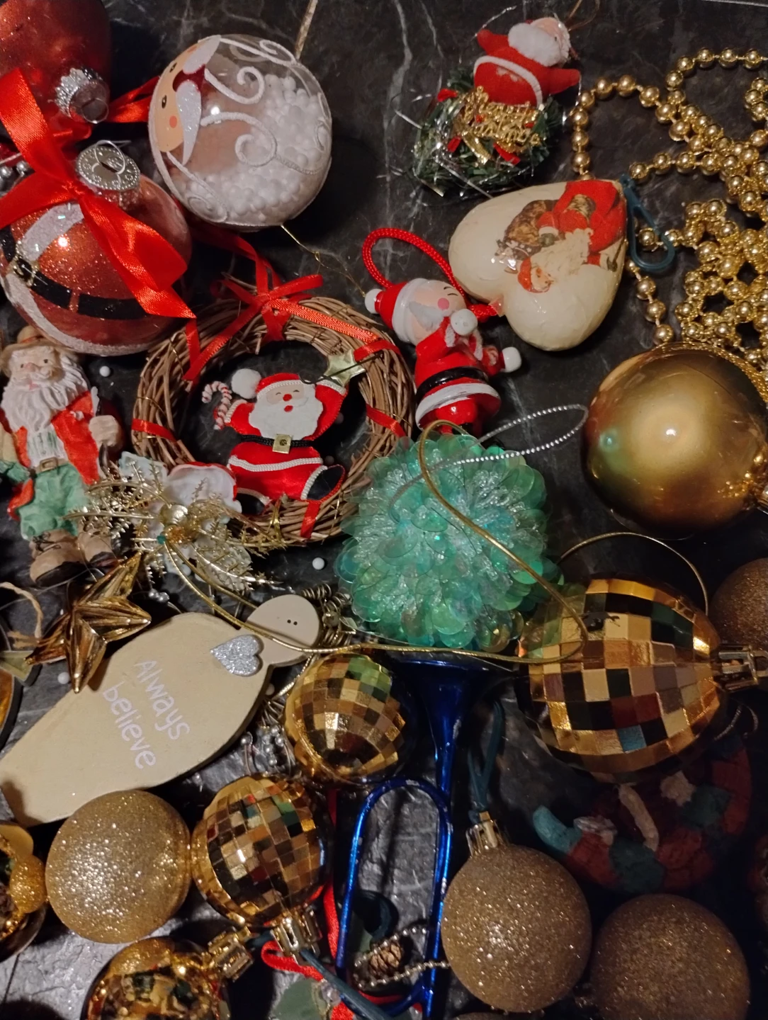Assorted Gold Christmas Ornaments and Beaded Garland - photo 4
