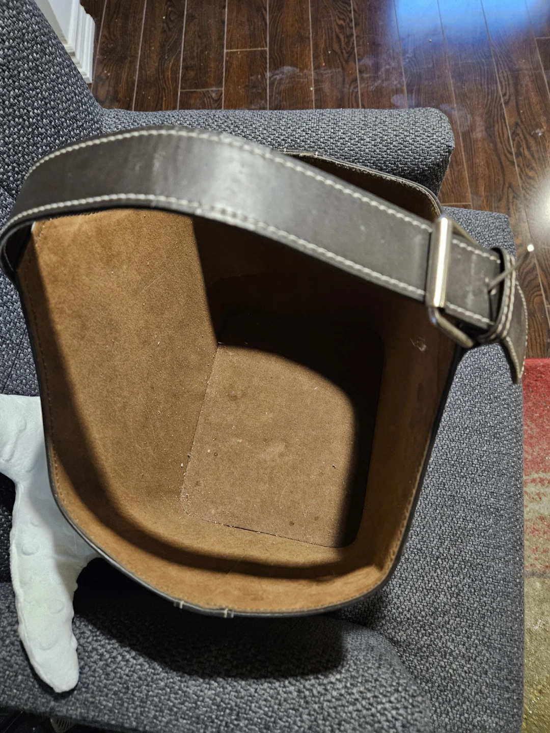 Leather Magazine Holder Basket - photo 2