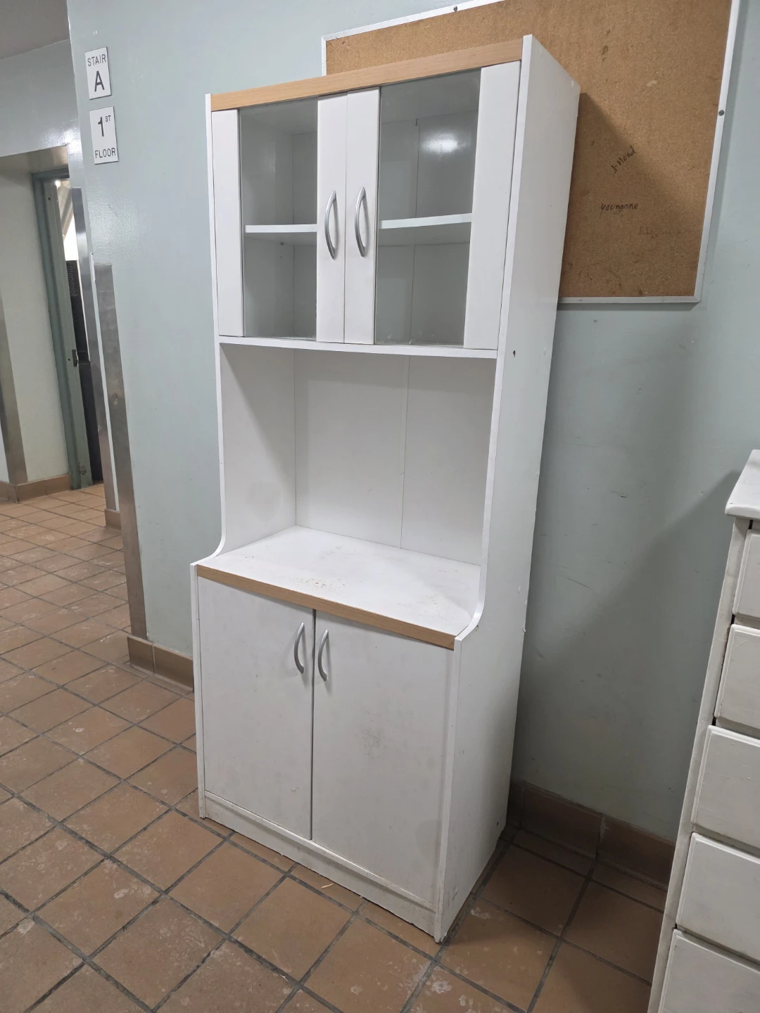 White Storage Cabinet with Glass Doors
