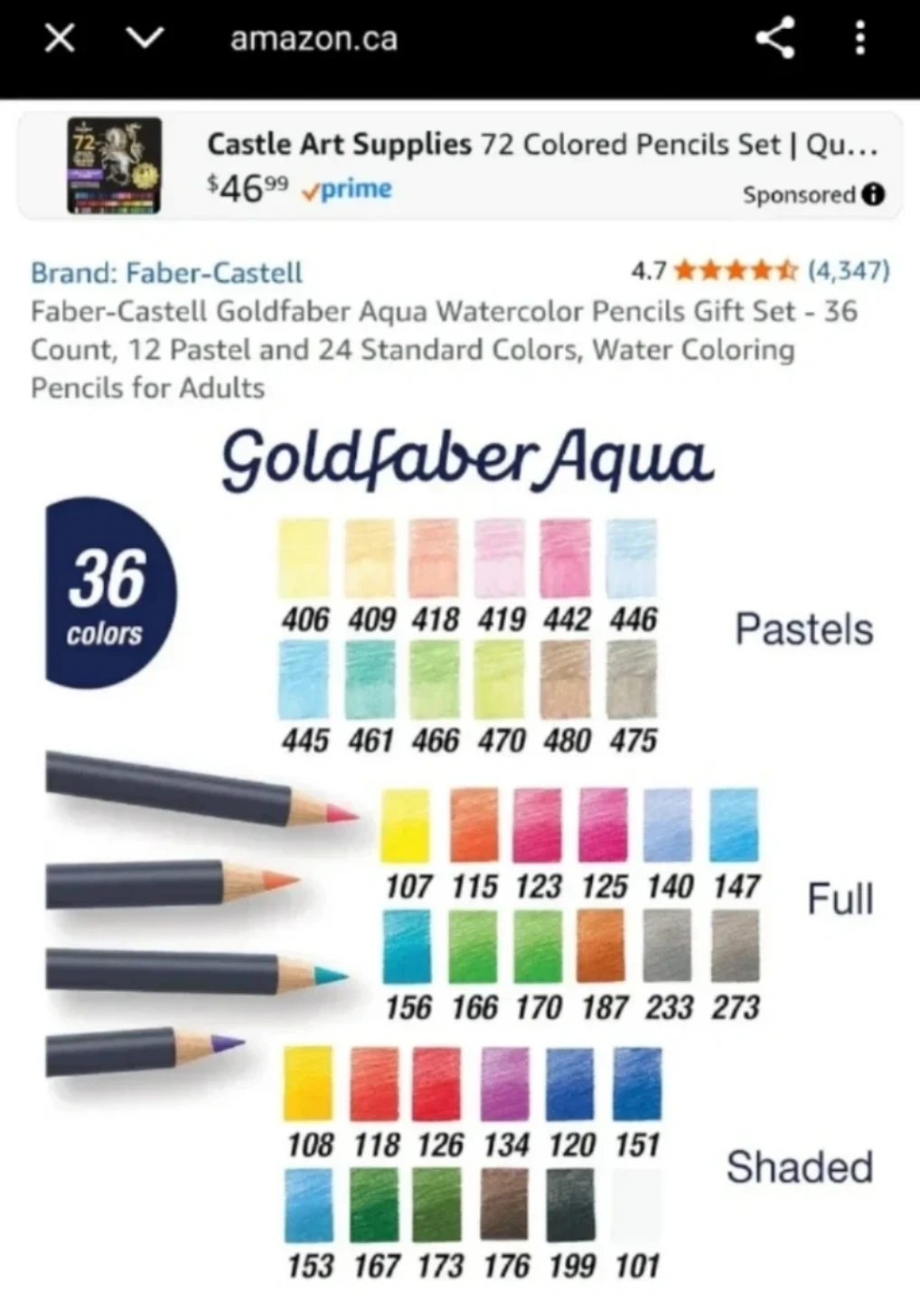 (NEW) Faber-Castell Goldfaber Aqua Watercolor Pencils - 36 Count - photo 3