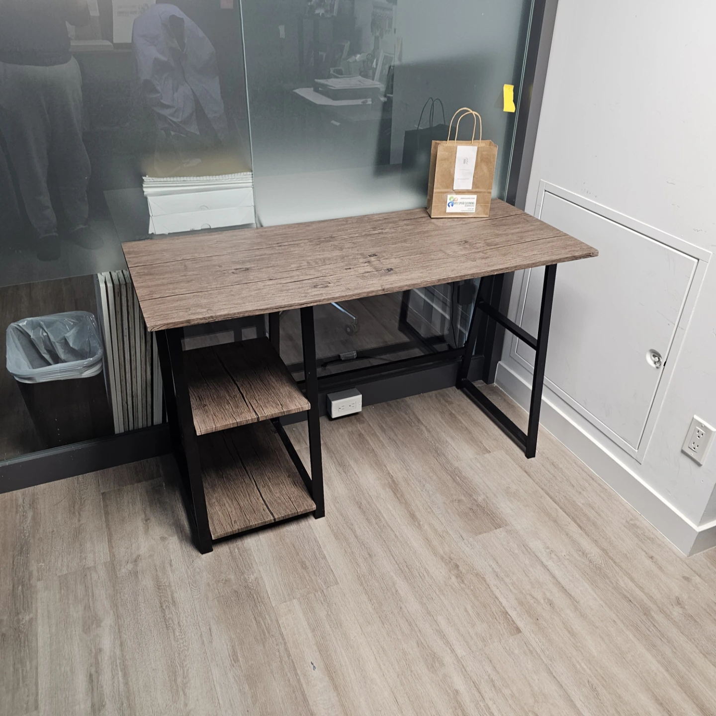 Wood and Metal Desk with Shelves