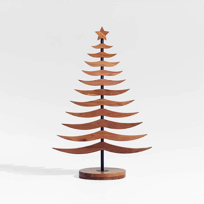 Crate&Barrel wood Christmas tree (Warm Acacia Tannenbaum)