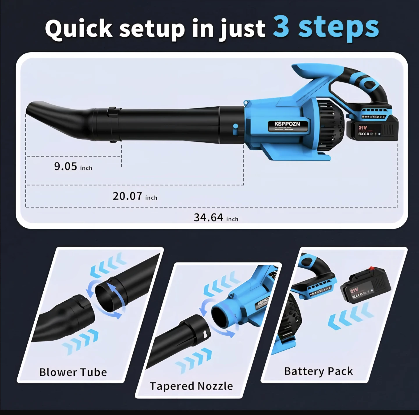 KSPPOZN Cordless Leaf Blower Model: JYLB2401 - photo 3