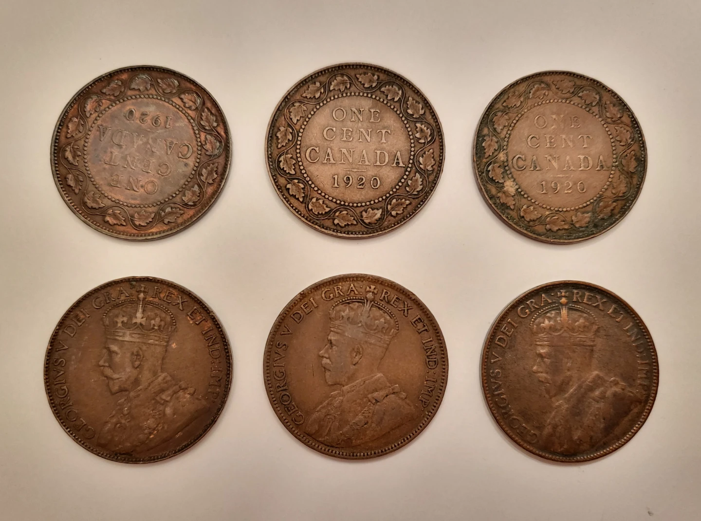 1920 Canadian One Cent Coins