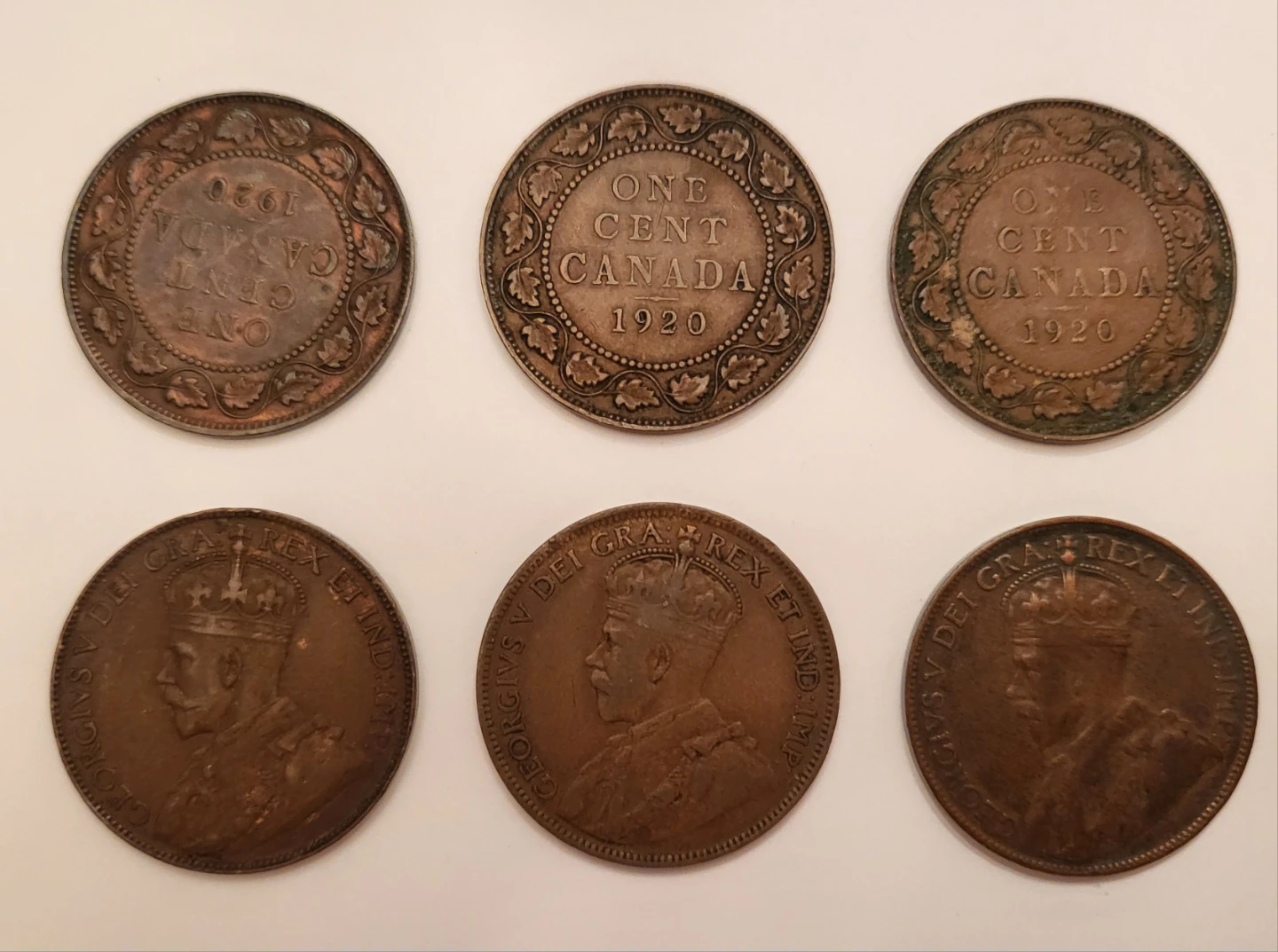 1920 Canadian One Cent Coins - photo 2
