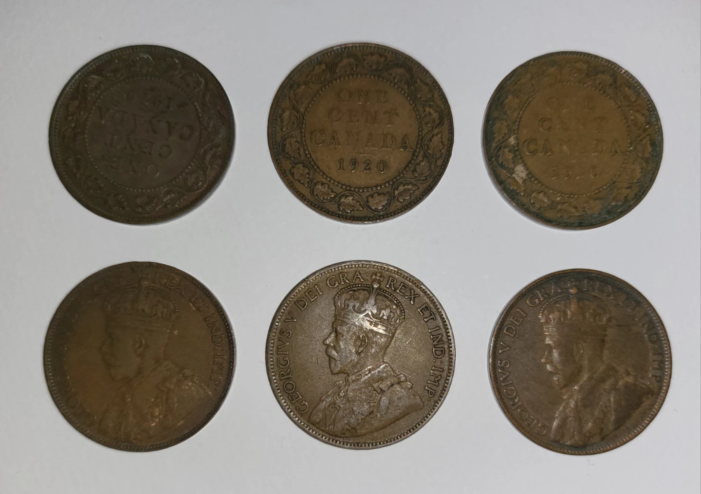 1920 Canadian One Cent Coins - photo 3