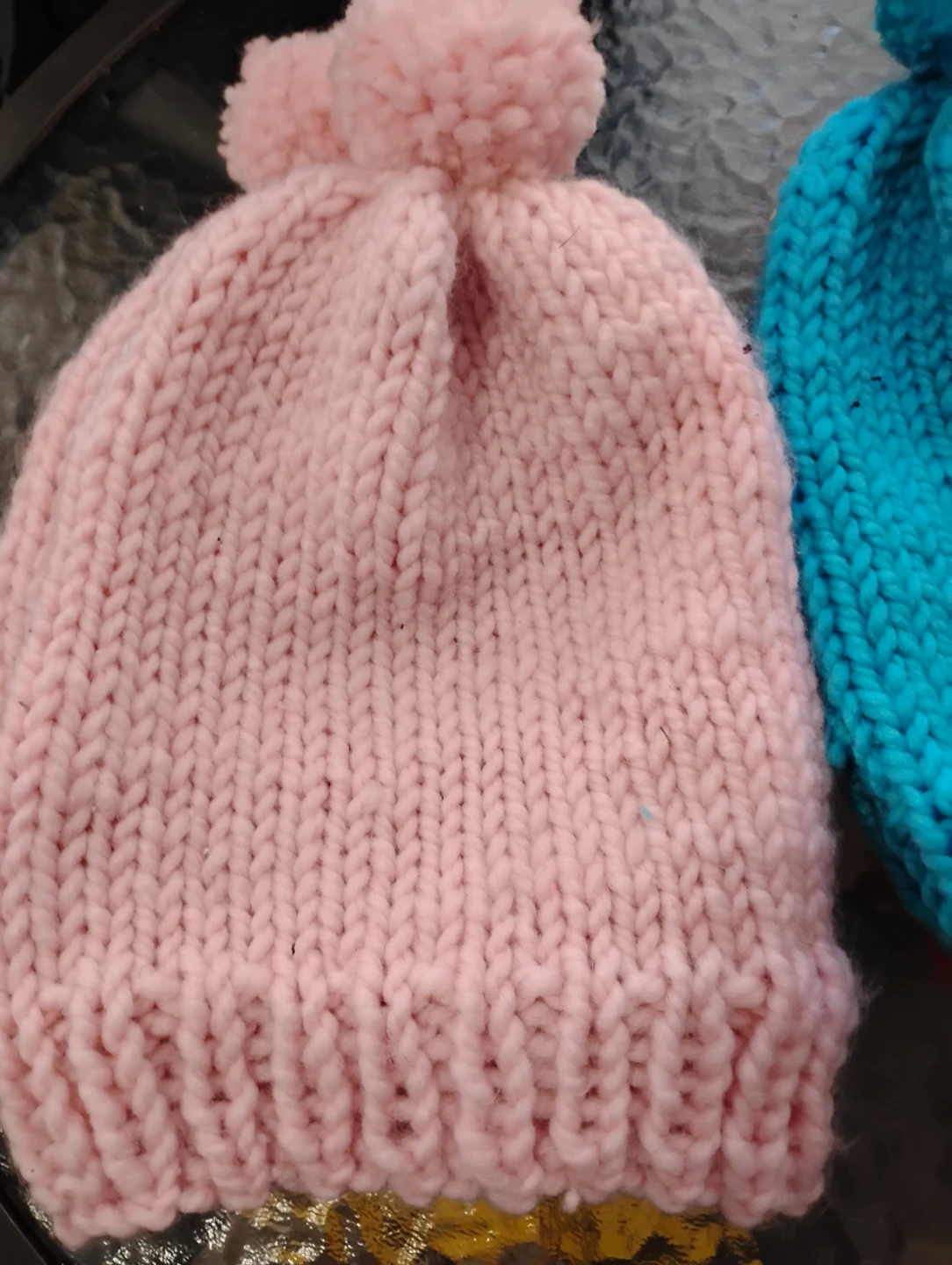 Hand-knitted winter hats with pom-poms - photo 2