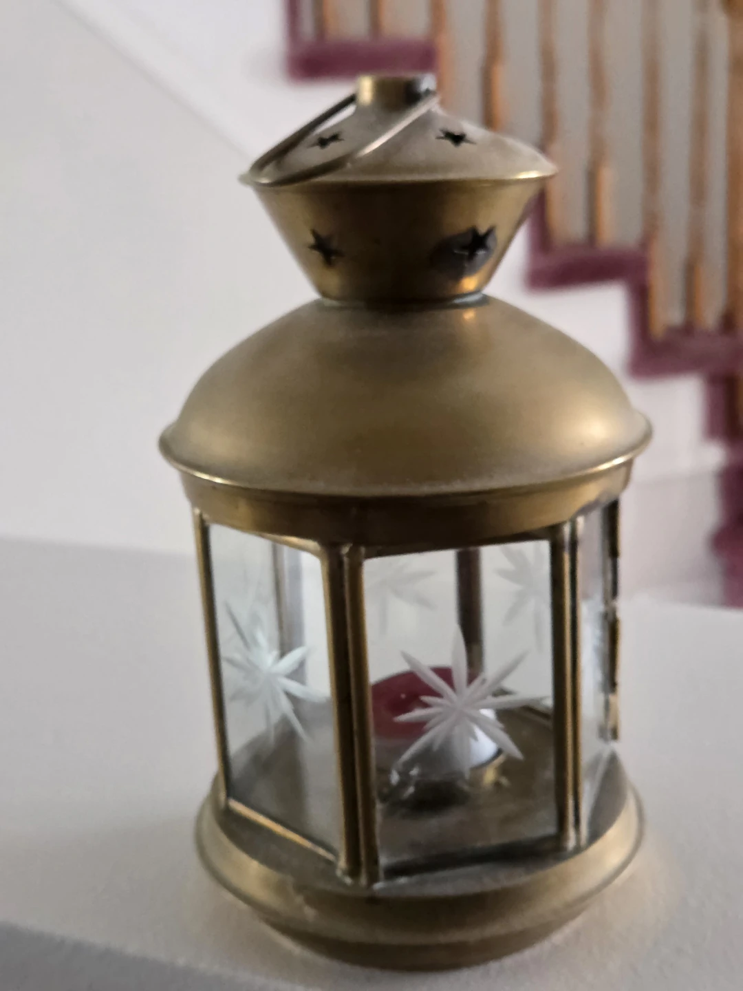 Brass Lantern with Etched Glass