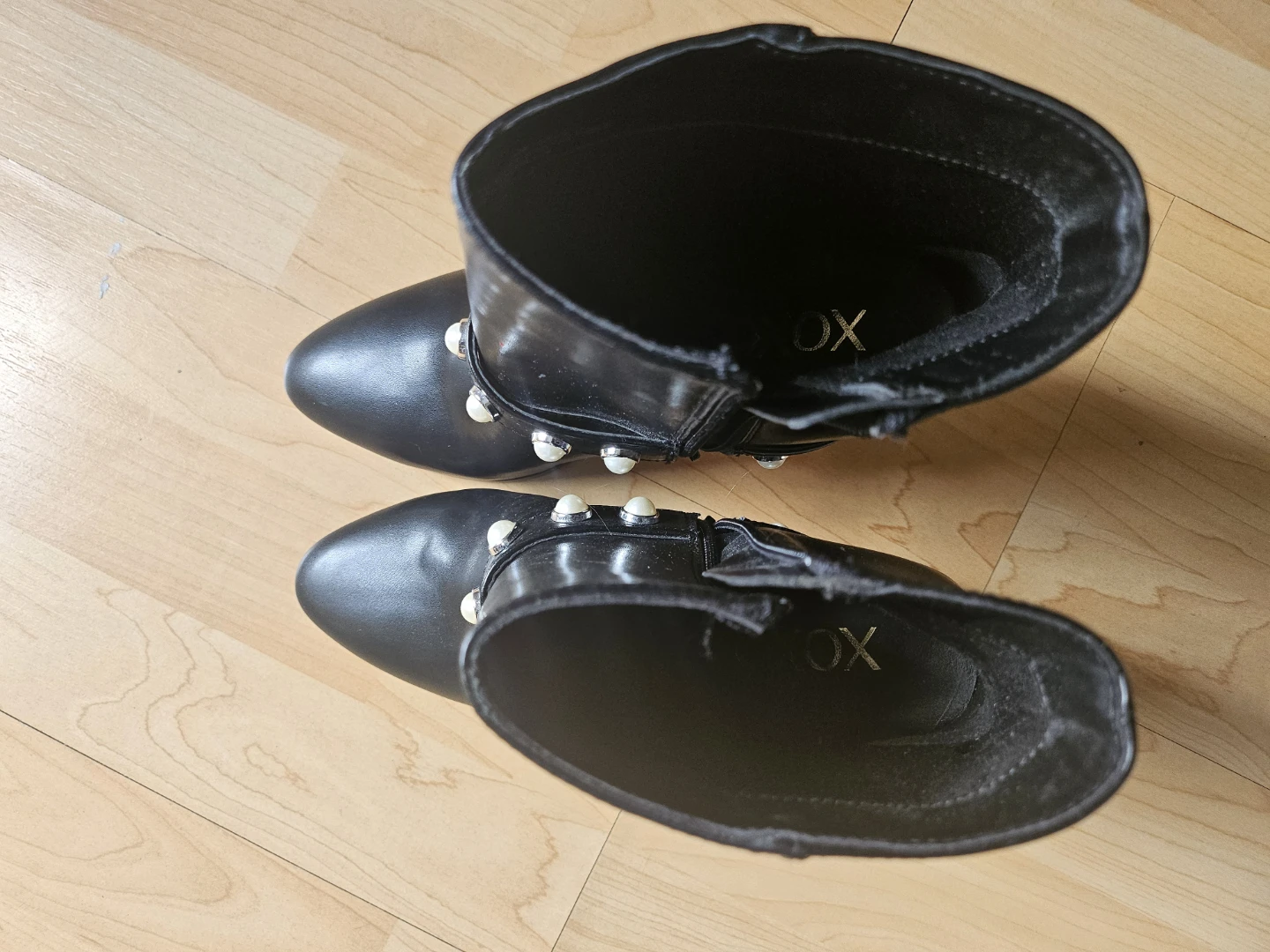 XOXO Black Ankle Boots with Pearl Detail - photo 3