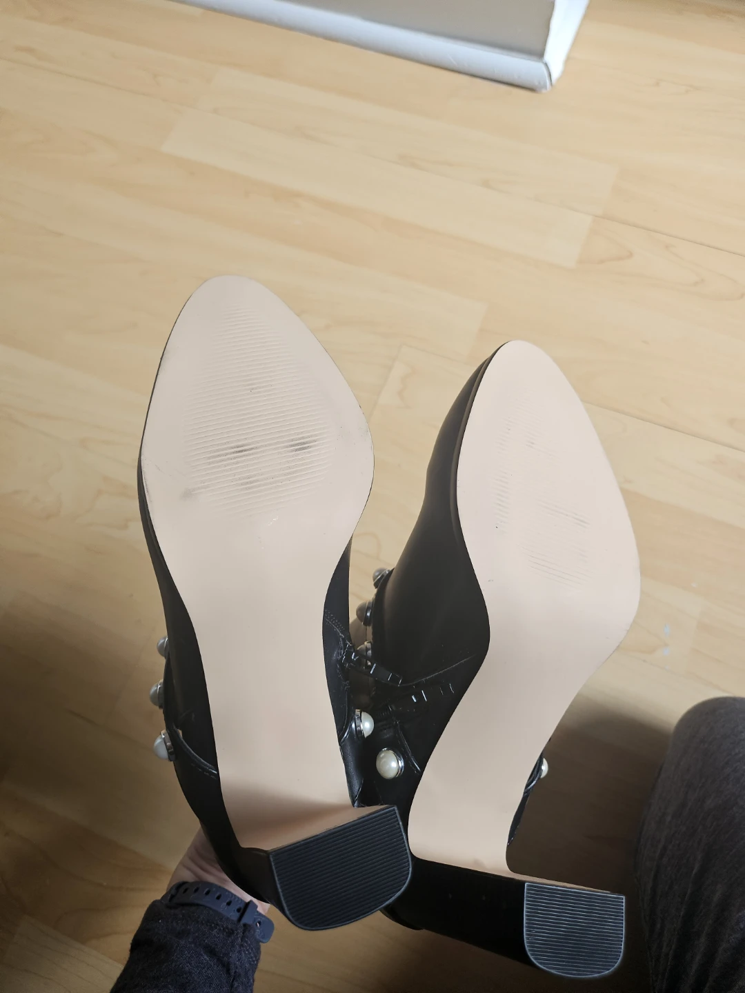 XOXO Black Ankle Boots with Pearl Detail - photo 5