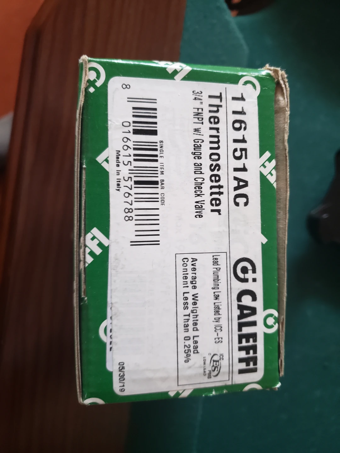 Caleffi Thermosetter 116151AC 3/4" FNPT w/ Gauge and Check Valve - photo 2
