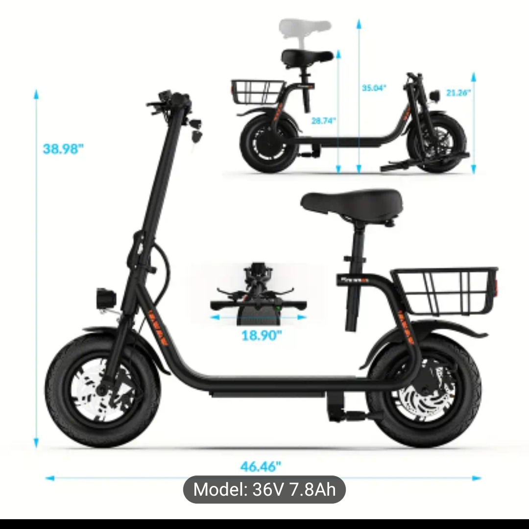 Black Electric Scooter with Rear Basket - photo 2