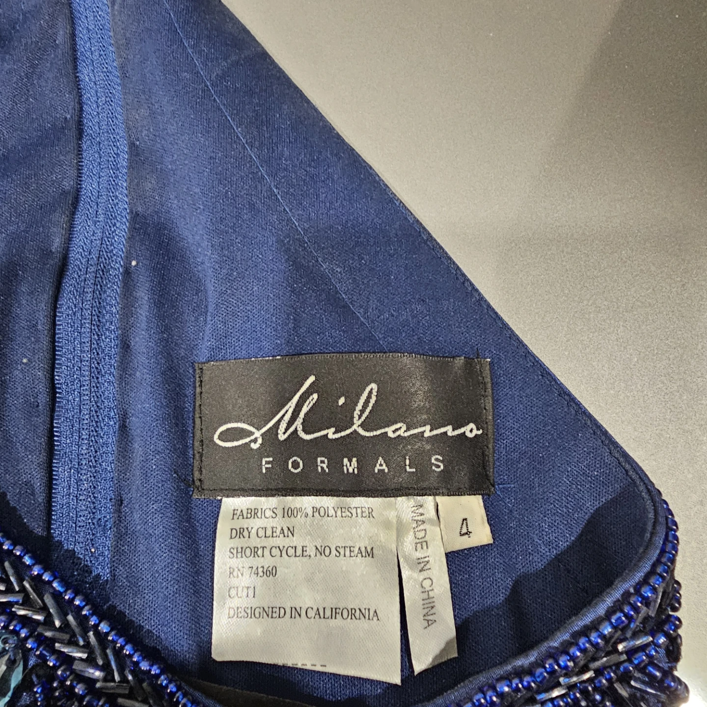 Milano Formals Blue Beaded Halter Dress - photo 4