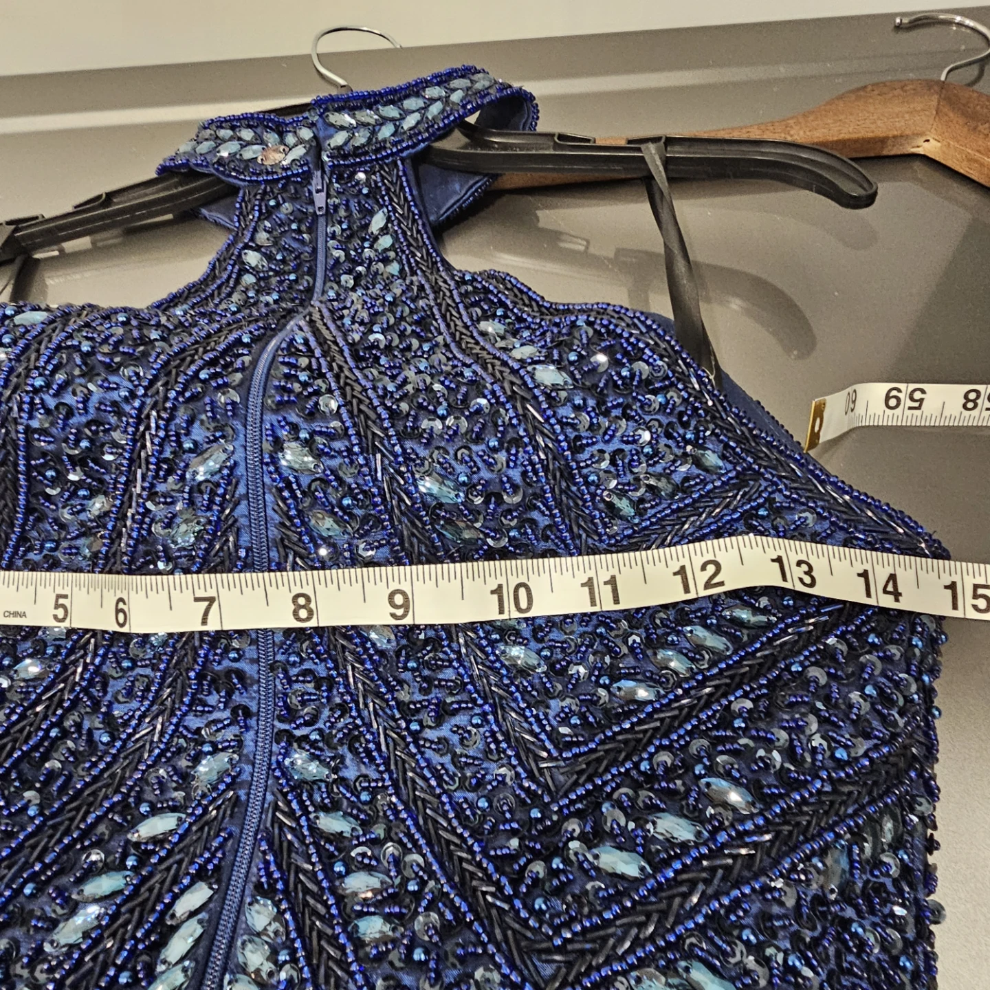 Milano Formals Blue Beaded Halter Dress - photo 5