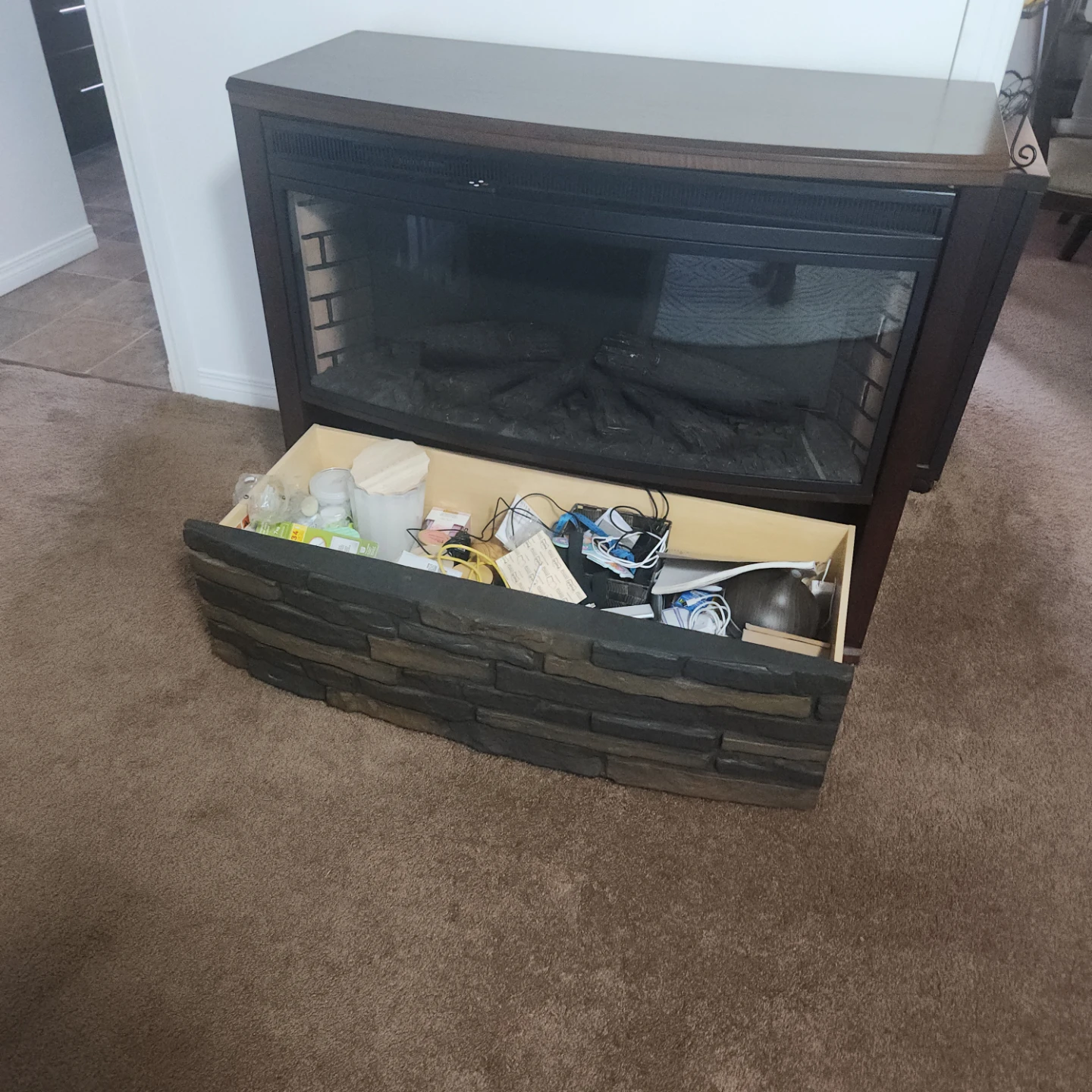 Electric Fireplace with Storage Drawer - photo 2