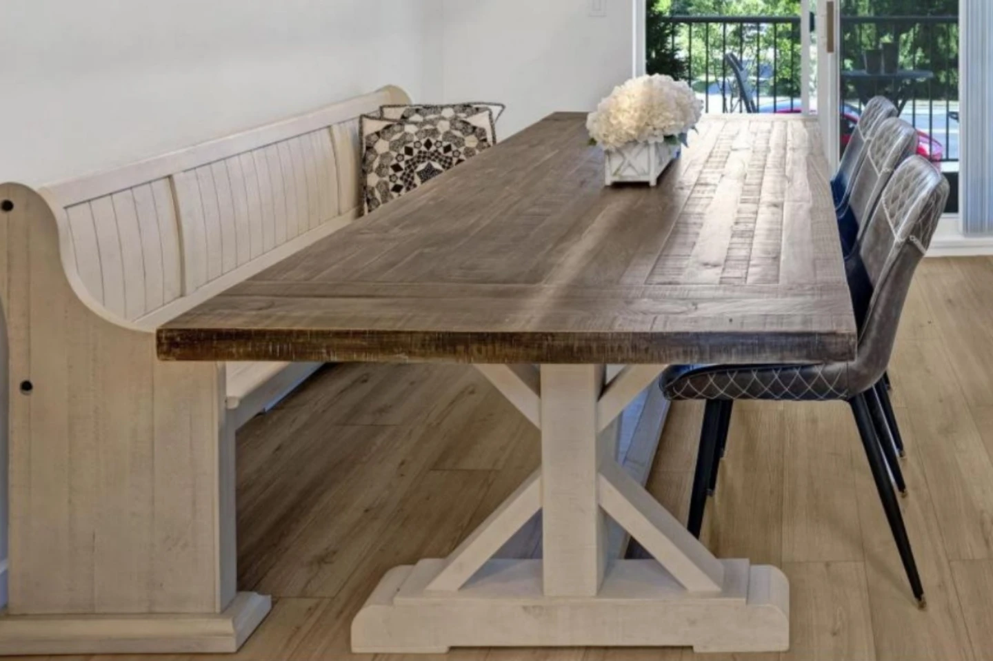 Rustic Farmhouse Dining Table with Bench and Chairs - photo 2