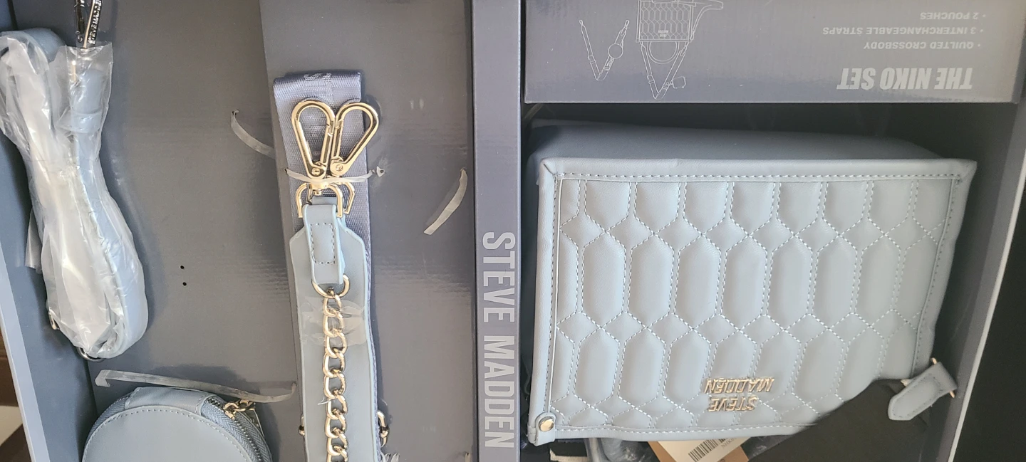 Steve Madden  Quilted Crossbody Bag & Pouches - Light Blue - photo 2