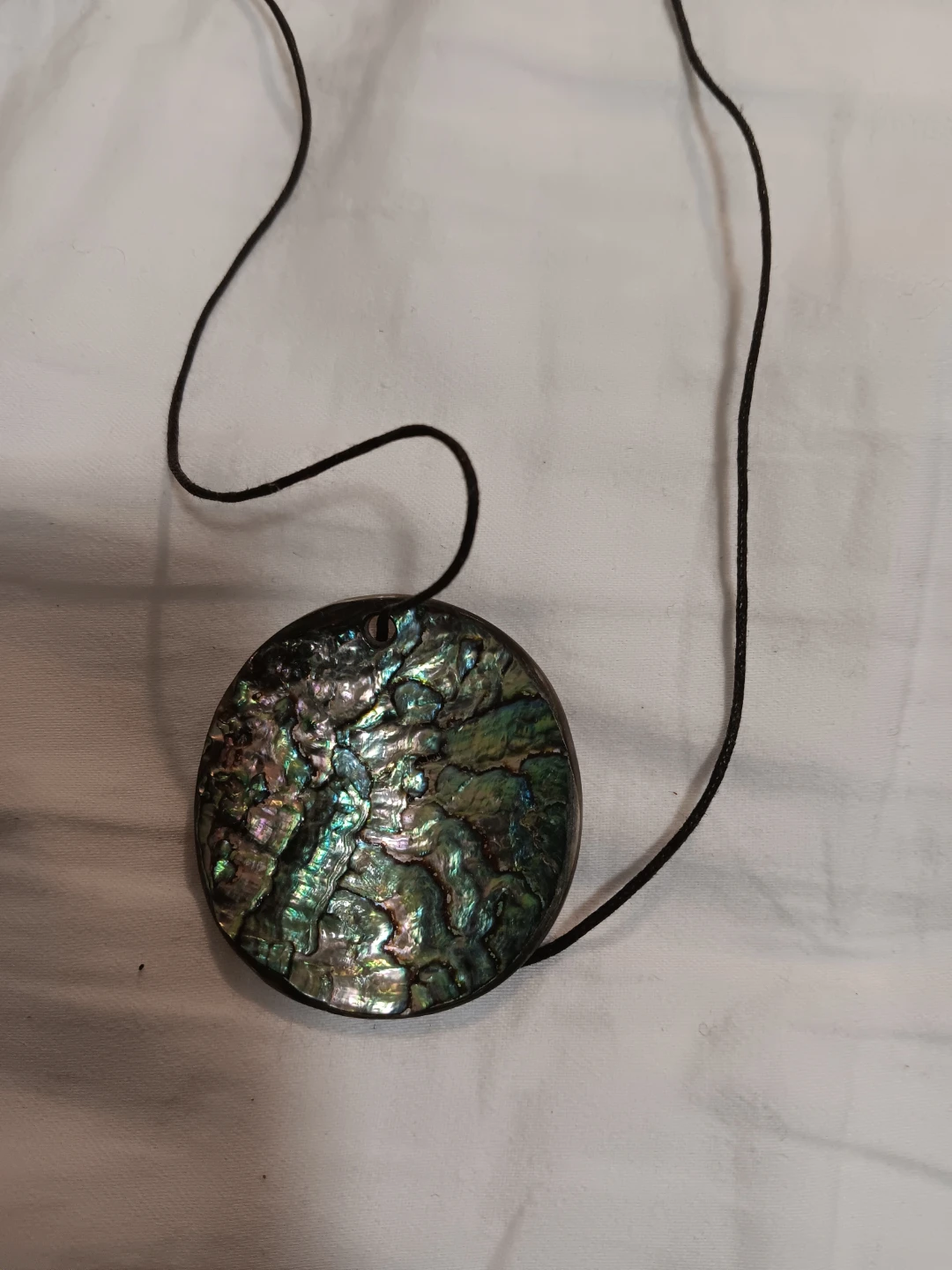 Round Abalone Shell Pendant Necklace