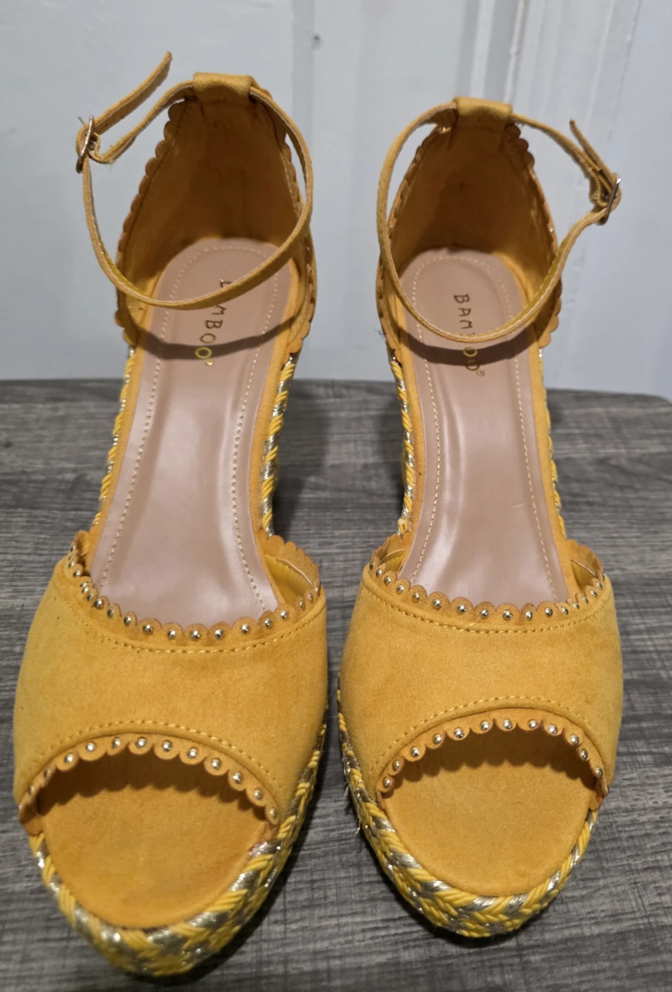 Yellow Suede Wedge Sandals - photo 2