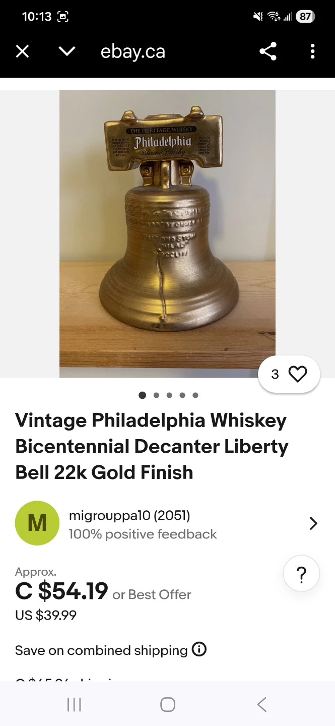 Vintage Philadelphia Blended Whisky Liberty Bell Decanter - photo 3