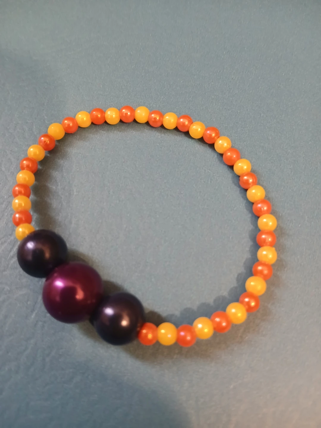 Beaded Bracelet Orange Yellow Purple