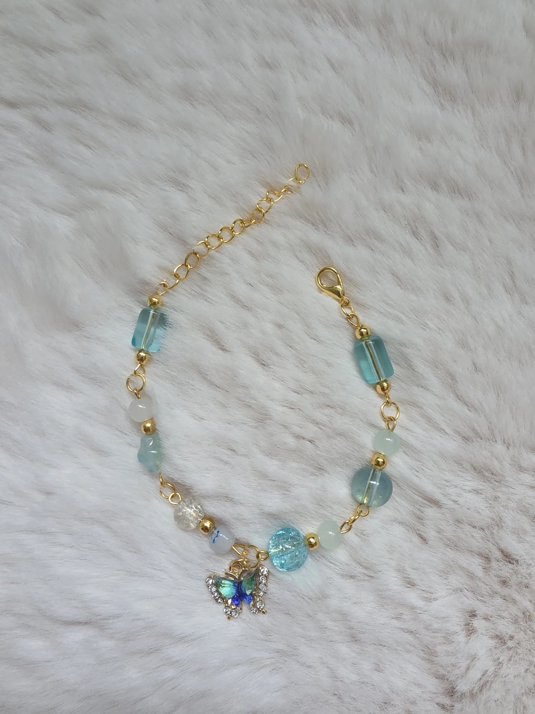 Beaded Bracelet with Butterfly Charm
