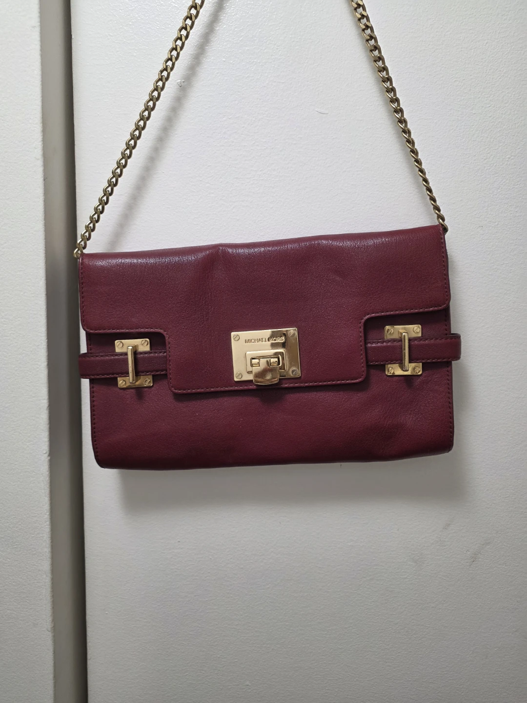 Michael Kors Clutch with Chain - Burgundy